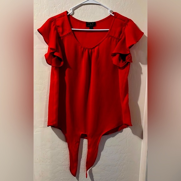 olm Tops - OLM Red Ruffle Sleeve Women's Top